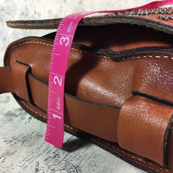 PATRICIA NASH ITALIAN LEATHER STUDDED SADDLE BAG - Picture 14 of 15